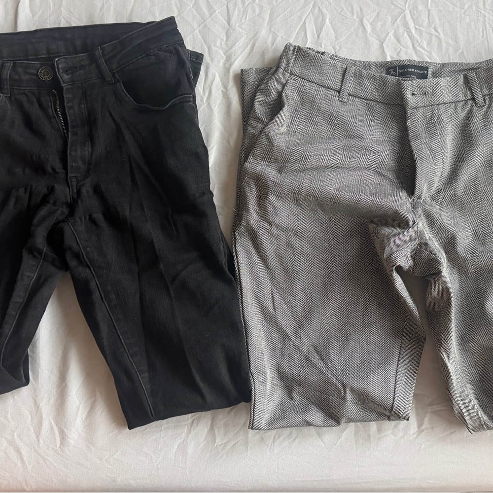Men'sTailored Athlete Black stretch and Gray Trousers Set 32x32